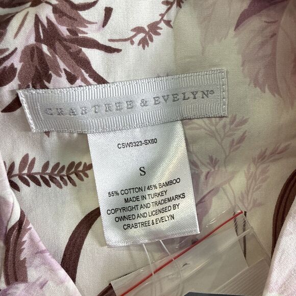 Crabtree & Evelyn Bamboo Vintage Toile Pajama Set S Ruffle Sleepwear NWT - Picture 2 of 16